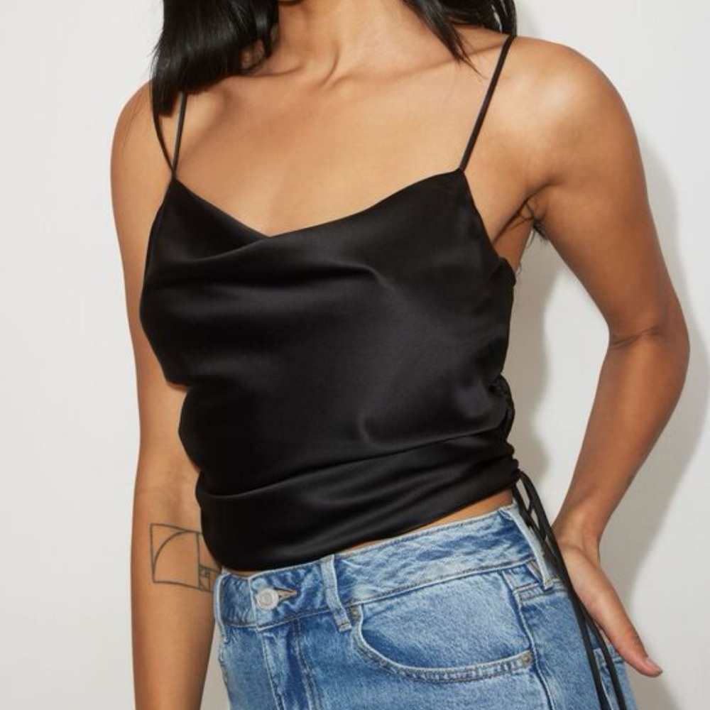 Dynamite Hazel Drawstring Side Cowl Neck Cami